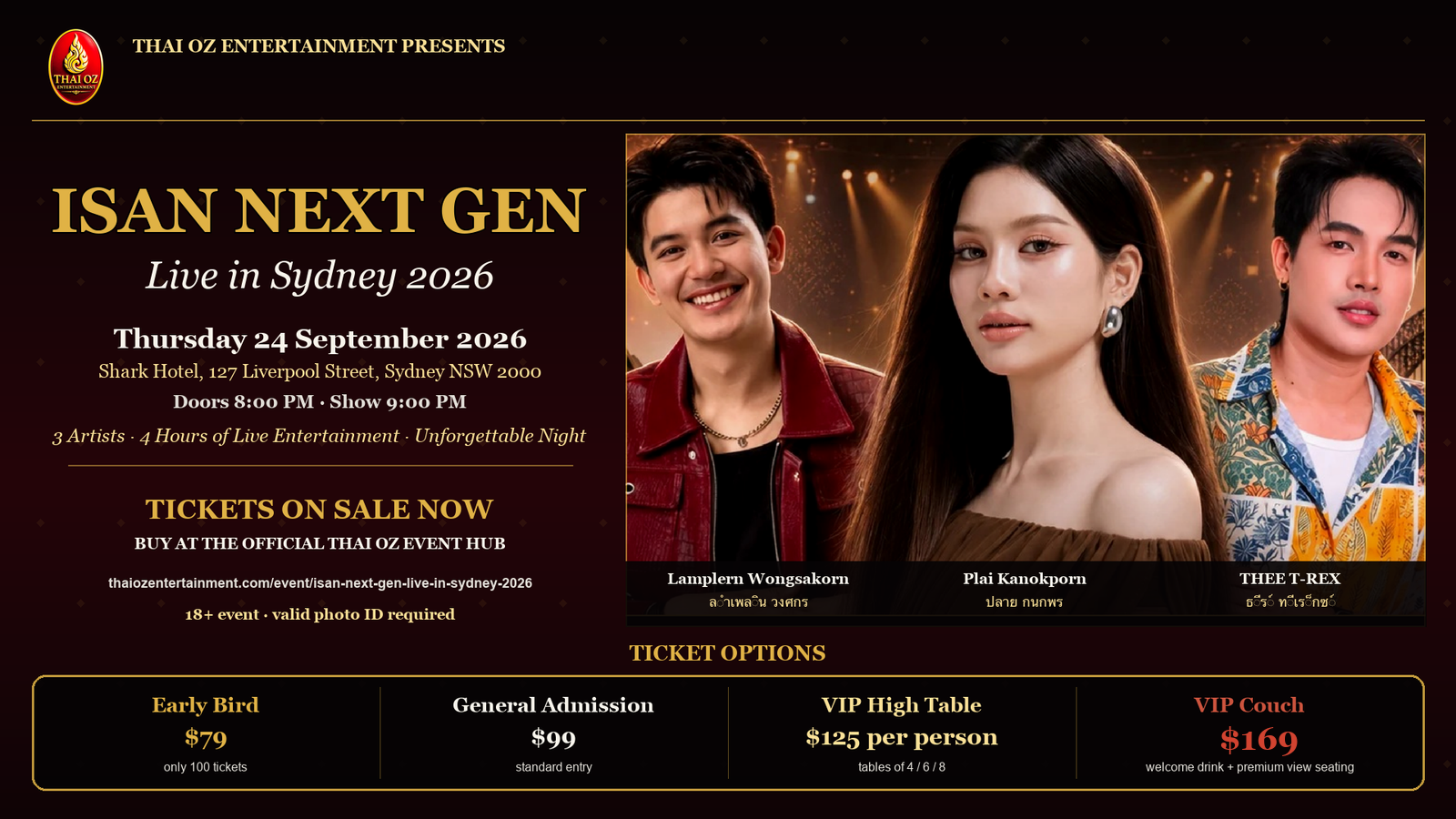 ISAN NEXT GEN – Live in Sydney 2026 – VIP Couch $169